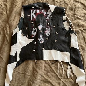 KISS Cropped Patchwork Painted Vest